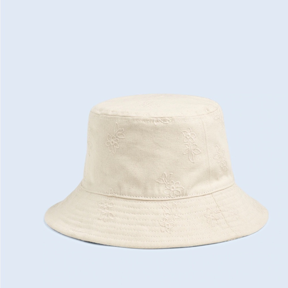 Madewell sz M/L Antique Cream Eyelet Short Brimmed Bucket Hat New